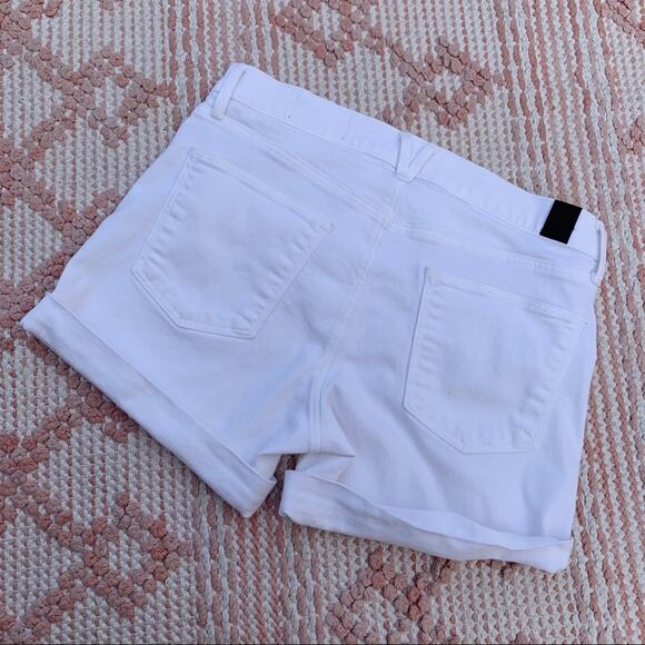Optic White Vince Mason High Waisted Rolled Hem Denim Shorts 26 - Picture 2 of 6